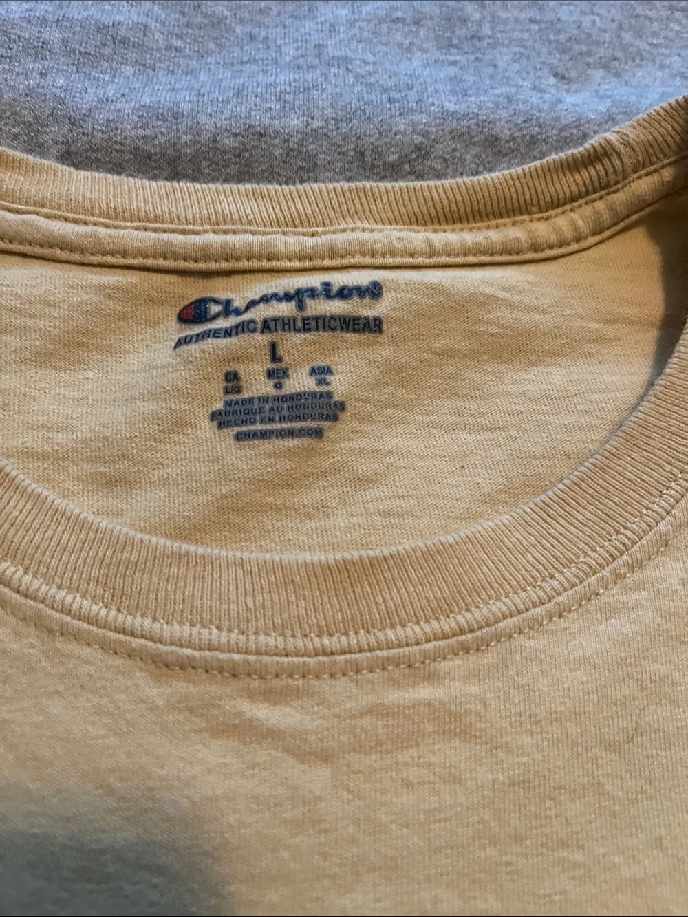 Champion Crewneck Tee - Beige with Navy Notre Dame Logo size L - Picture 2 of 7